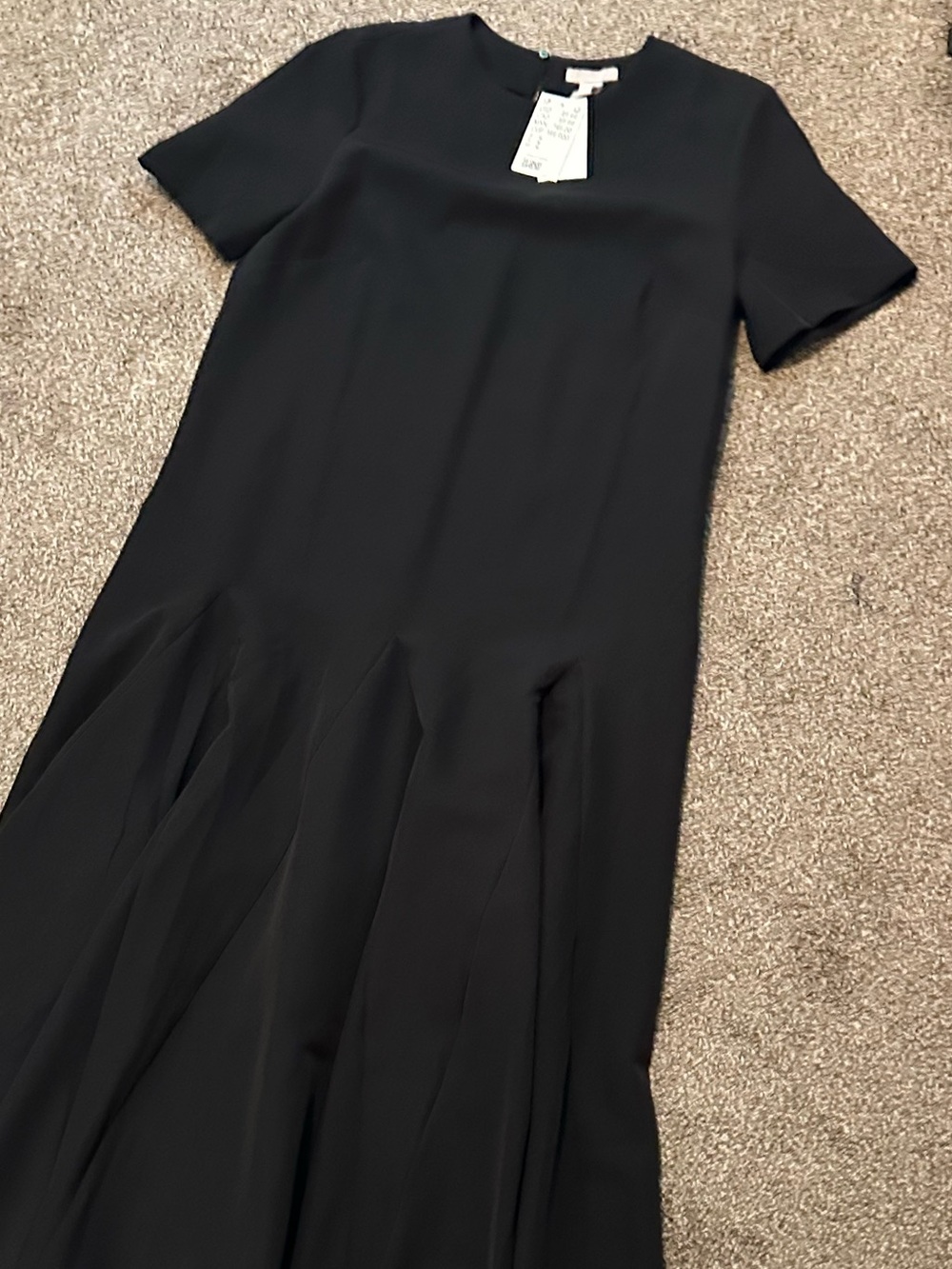 NWT H&M Black Fit & Flare Midi Dress Size M Minimalist